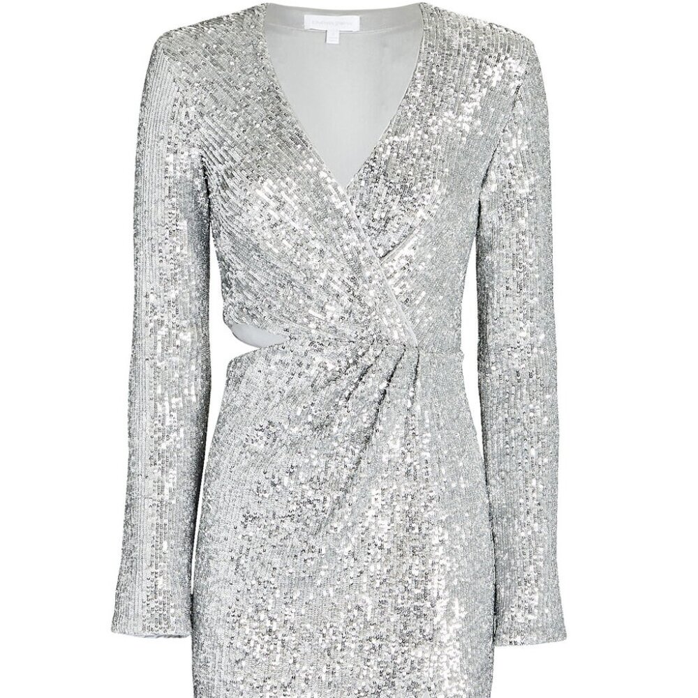 Jonathan Simkhai Silver Sequin Mini Dress